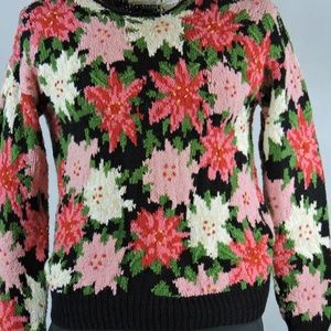 COUNTRYSIDE CLASSICS Poinsettia Hand Knit Sweater